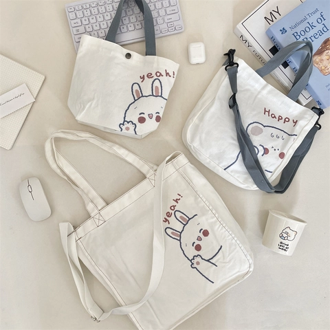 Borsa A Mano In Tela Con Simpatiche Stampe Di Animali Kawaii Stile Giapponese Borsa A Tracolla Per Studenti