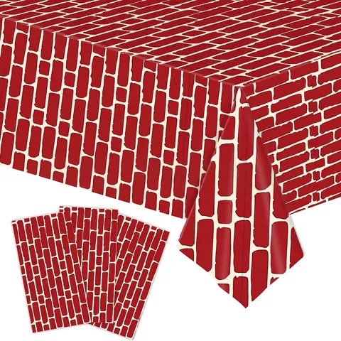 Rood Bakstenen Muur Patroon Tafelkleed Wegwerp Plastic Waterdicht Feest Decoratie Achtergrond Rechthoek