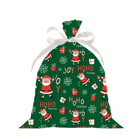 Weihnachtsgeschenktüten PE Kordelzugverpackung Süßigkeiten Geschenke Festliche Muster Weihnachtsmann Schneemann Anhänger