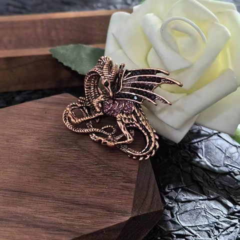 Vintage Europese Stijl Draak Broche Legering Rhinestone Ingelegd Vliegende Draak Reversspeld Voor Mannen Vrouwen Pak Jas Decoratie