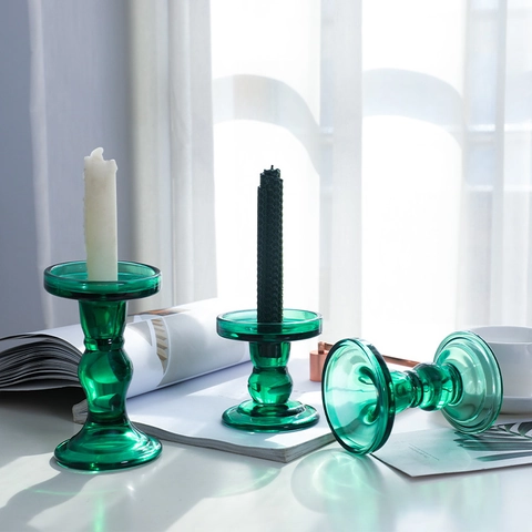 Vintage Glass Candle Holder Roman Column Candlestick For Taper Candles Wedding Table Home Decor Retro Ornament