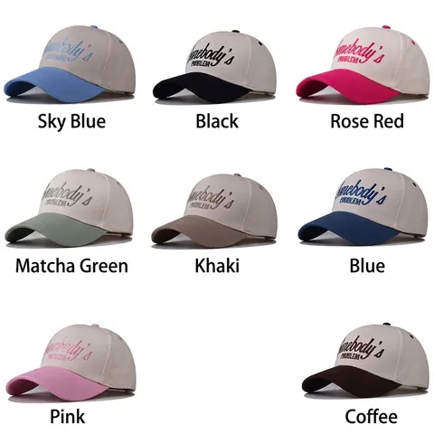 Cappello Da Baseball Ricamato Somebody's Problem Cotone Fodera Oxford Colore A Contrasto Streetwear Regolabile