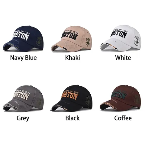 Cappello Da Baseball In Cotone Lavato Vintage Ricamo Boston Regolabile Cappello Protezione Solare Sport All Aperto