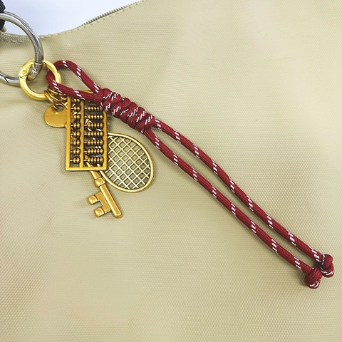 Retro Keychain Zinc Alloy Abacus Tennis Racket Key Pendants Woven Rope Bag Charm Creative Decorative Accessory