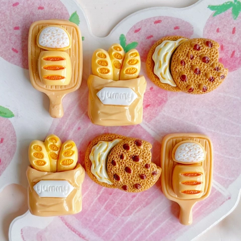 Miniatur Essen Simulation Harz Charms Kawaii Brot Schokolade Keks Baguette Für DIY Handyhülle Haarclip Schmuck Basteln