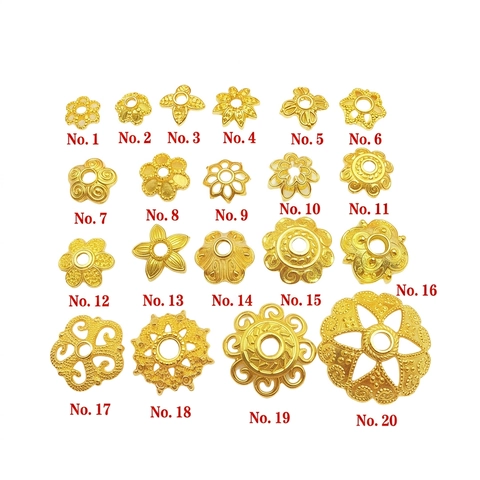 Tapas De Cuentas De Flores De Aleación Huecas Chapadas En Oro Espaciadores Para Fabricación De Joyas DIY Accesorios De Estilo Chino Vintage