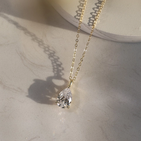 925 Sterling Silver Waterdrop Pendant Necklace For Women Elegant Pear Shaped Zirconia Clavicle Chain Gold Silver Plated Jewelry Gift