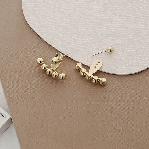 Orecchini Geometrici Con Perle Ad Arco Gioielli In Metallo Lucido Minimalista Con Perno In Argento
