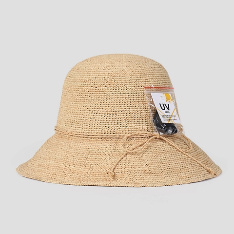 Women Handmade Raffia Straw Hat Wide Brim Sun Protection UV Care Foldable Beach Vacation Packable Bucket Hat For Lady Summer