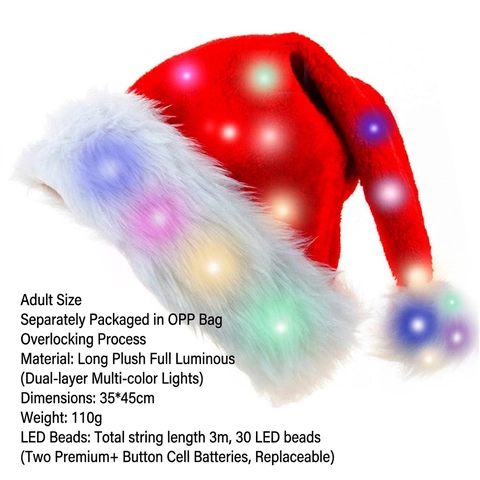 LED Leuchtende Weihnachtsmütze Plüsch Nikolausmütze Festliche Party Dekoration Für Erwachsene Und Kinder Bunte Warme Lichter