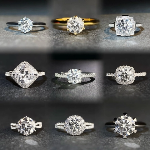 925 Sterling Silver Moissanite Ring For Women D Color Round Cushion Emerald Heart Cut Luxury Engagement Wedding Finger Jewelry Gift