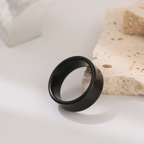 Anillo De Banda Minimalista Acero Inoxidable Acabado Pulido Espejo Joyería De Moda Para Hombres Unisex