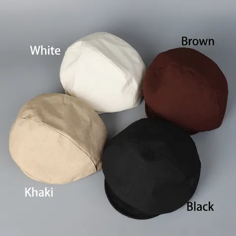 Vintage Newsboy Cap For Women Breathable Linen Cotton Blend Adjustable Solid Color Baker Boy Hat Retro Summer Hat