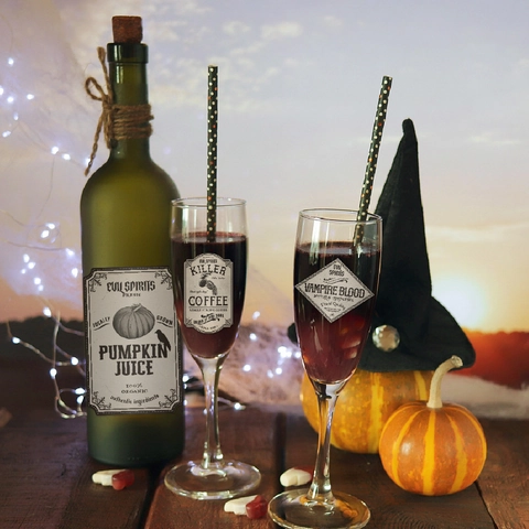 Halloween Bottiglia Adesivi Retro Farmacia Etichette Gotico Bevanda Decalcomanie Decorazioni Per Feste Puntelli Strega