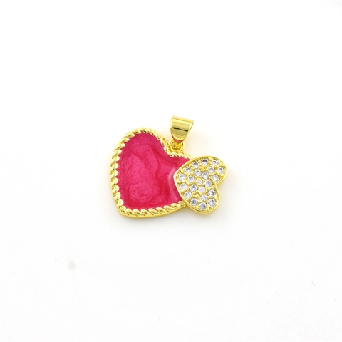 Enamel Heart Charms For Jewelry Making Brass Cubic Zirconia Pendants Gold Plated DIY Craft Accessories