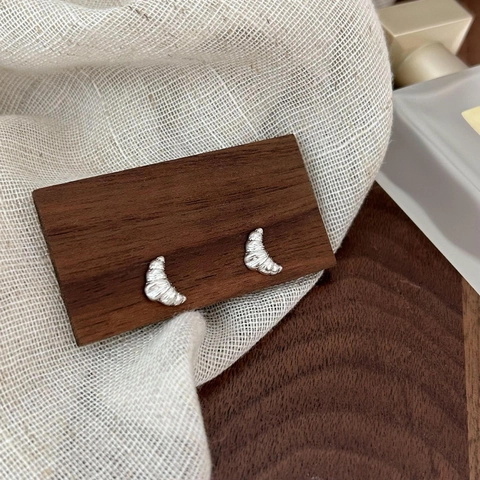 Croissant Ohrstecker 925 Sterlingsilber 18K Vergoldet Französischer Minimalistischer Strukturierter Schmuck Für Damen