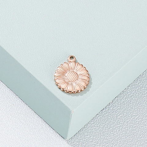 Sunflower Pendant Charm Stainless Steel Daisy Flower Hydraulic DIY Jewelry Making Component For Necklaces Earrings