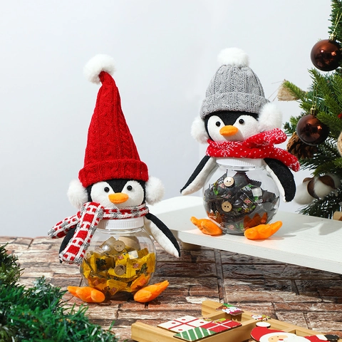 Decorazione Natalizia Pinguino Barattolo Di Caramelle Peluche Luminoso Ghirlanda Per Casa Festa Tavolo Ornamento Regalo Novità
