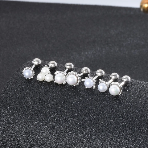 Minimalistische S925 Sterlingsilber Mini Perlen Ohrstecker Mit 925 Sterlingsilber Ohrstecker-Stift Schraubverschluss Kleine Geometrische Ohrringe Für Damen Schmuck Schlaffreundlich