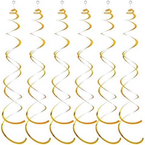 PVC Metallic Foil Hanging Swirls Decorations Spiral Ceiling Streamers For Birthday Wedding Party Festival Shiny Glossy