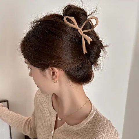 Elegant Bow Knot Hair Claw Clips Large Plastic Resin Acrylic Shark Clip For Women Elegant Daily Hair Styling Accessory
