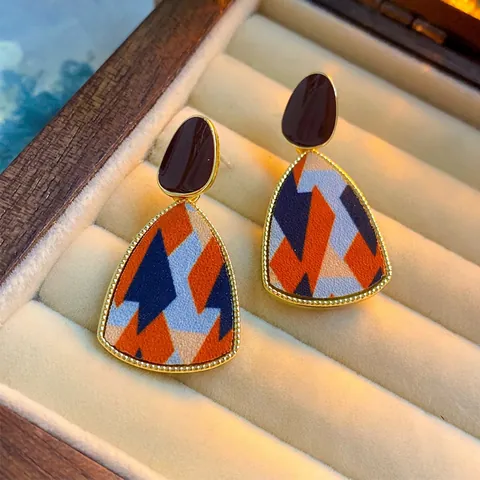 Orecchini Pendenti Triangolari Vintage Con Perno In Argento Sterling 925 Lega Tessuto Gioielli Eleganti Donne