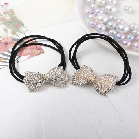 Elastico Per Capelli Con Fiocco Lega Strass Perla Artificial Fascia Elastica Copricapo Elegante Per Donna