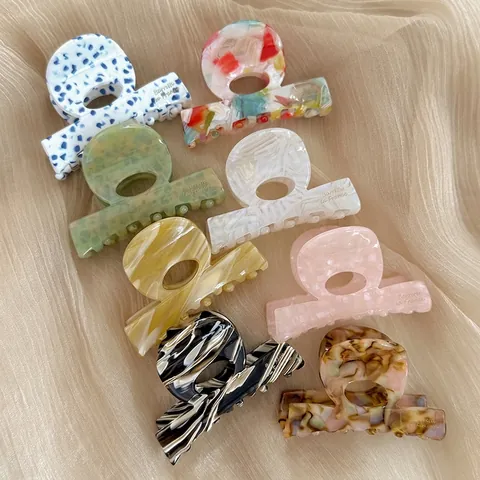 Molletta Per Capelli In Acetato Motivo Marmo Tartarugato Stile Francese Elegante Accessorio Per Capelli Antiscivolo Per Donne
