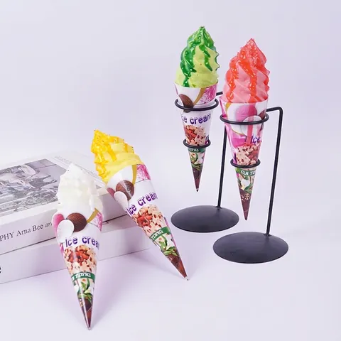 Simulation Ice Cream Cone Squishy Toy Slow Rebound PU Artificial Food Magnetic Fridge Magnet Home Decor Photography Prop