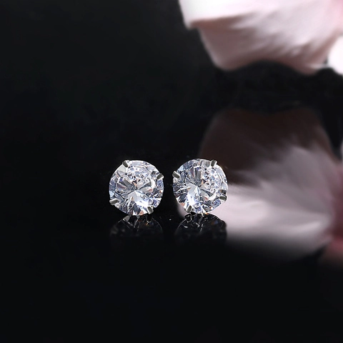 925 Sterlingsilber Zirkonia Ohrstecker Für Damen Herren Minimalistisch Rund Vier-Klauen-Fassung Inlaid Piercing Schmuck Anti-Allergie Geschenk