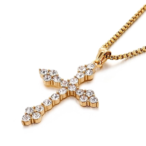 Iced Out Hip Hop Kruis Hanger Zonder Ketting Roestvrij Staal Strass Kruzifix Charm Voor Heren Dames Punk Sieraden