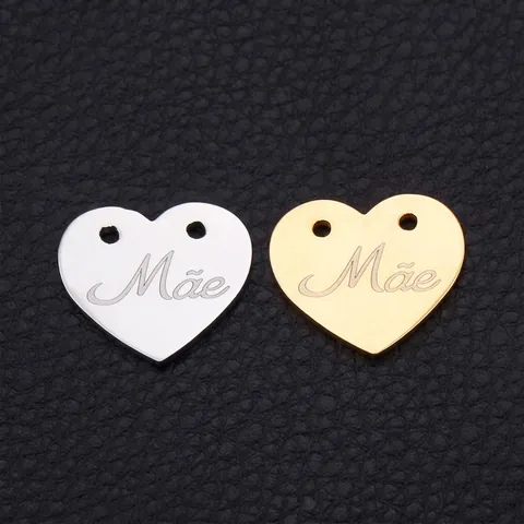 Conectores Dije Corazón Acero Inoxidable Mae Grabado Doble Agujero Para DIY Fabricación Joyería Collares Regalos Madre