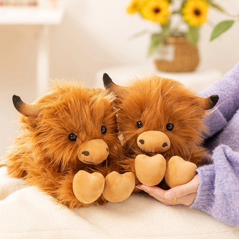 Realistic Highland Cow Plush Toy Scotland Long Hair Stuffed Animal Realistic Scottish Cow Doll Soft Home Decor Gift For Children Adult