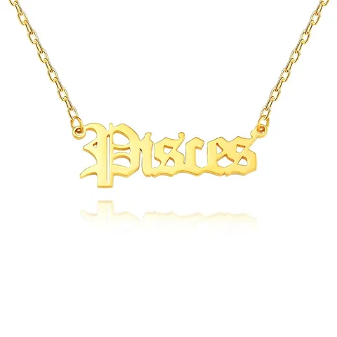 Collar De Zodiaco Letra Gótica Inglés Antiguo Colgante Constelación Acero Inoxidable Chapado En Oro Joyas Para Mujer