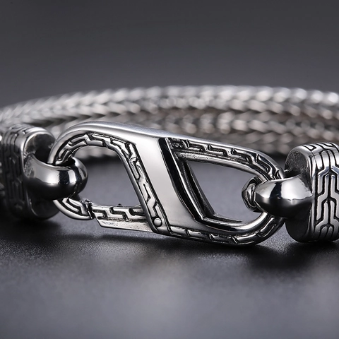 Pulsera Hombre Cadena Trenzada Estilo Industrial Acero Inoxidable Joyería Punk Accesorio