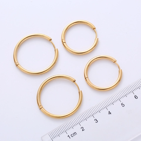 Pendientes De Aro De Acero Inoxidable 304 Chapados En Oro Minimalistas Geométricos Redondos Hexagonales Para Mujeres