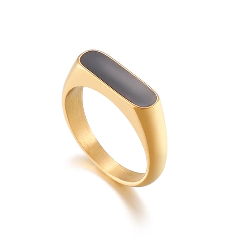 Minimalistischer Siegelring Aus Edelstahl Geometrisch Rechteckig Unisex Harz Inlay Poliert Matt Mode Schmuck Zubehör