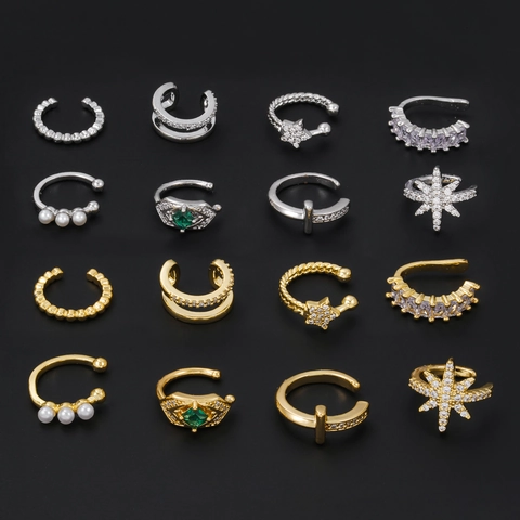 Porsini Per Orecchie In Rame Geometrici Senza Foro Perla Artificial Zircone Orecchini A Clip Impilabili Gioielli Vintage Minimalisti Donne