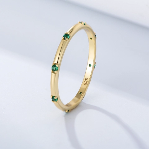 925 Sterling Silver Minimalist Zirconia Ring For Women European Ins Style Fashion Inlaid Gemstone Round Band Ring Jewelry Gift