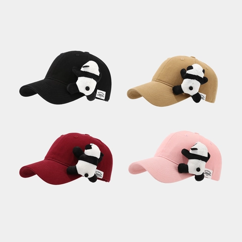 Baseball Cap Cotton With 3D Plush Panda Doll Adjustable Breathable Sunshade Casual Cute Fashion Sun Hat For Women Men