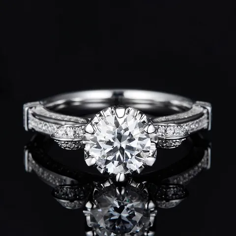 Lussuoso Anello in Argento Sterling 925 Da 1 Carato Moissanite Per Donna Il Lago dei Cigni Montatura a Corona Fidanzamento Matrimonio Gioielli Moissanite