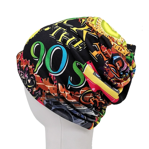 Ρετρό 80s 90s Γκράφιτι Εκτύπωση Σκουφάκι Beanie Hip Hop Streetwear Ζεστό Πολυεστέρα Pullover Skull Cap Άνδρες Γυναίκες