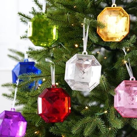 Kerstboom Hangende Ornamenten Kunststof Acryl Gefacetteerde Achthoekige Edelsteen Hanger Fonkelende Feest Decoratie