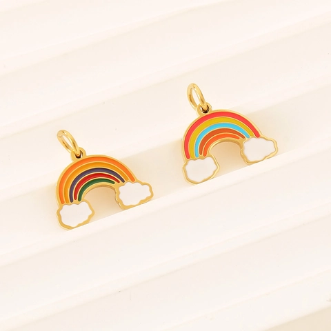 Rainbow Cloud Charms Stainless Steel Enamel Pendants For DIY Jewelry Making Gold Plated Colorful Cute Necklace Bracelet Accessories