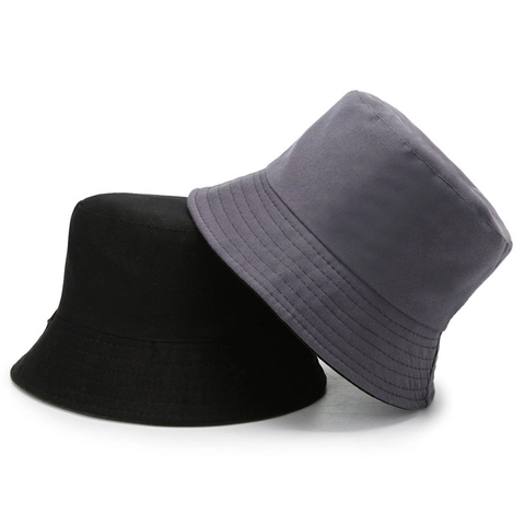 Cotton Double Sided Bucket Hat Sun Protection Breathable Outdoor Casual Fisherman Pan Cap For Men And Women Solid Color
