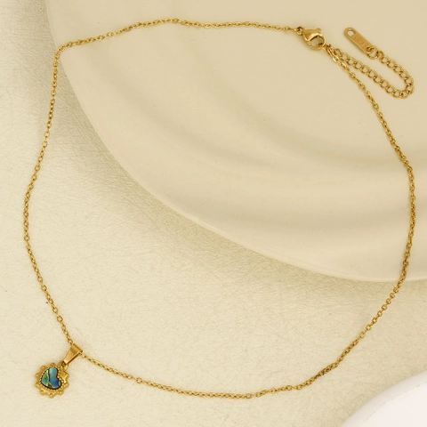 304 Stainless Steel Heart Pendant Necklace Natural White Shell Abalone Shell Inlay 18K Gold Plated Chain Jewelry Women