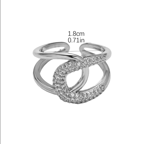 Niche Design Heart Zircon Open Ring Adjustable Copper Jewelry Geometric Wavy Butterfly Gold Plated Fashion For Women