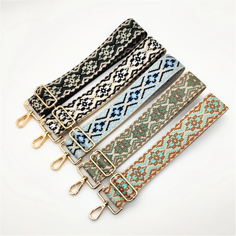 Wide Bag Strap Adjustable Woven Ethnic Geometric Pattern Replacement Shoulder Crossbody Strap For Women