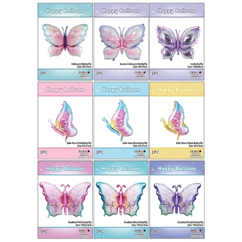 Iridescent Butterfly Foil Balloons Gradient Aluminum Film Large Colorful Decorative For Birthday Wedding Anniversary Party