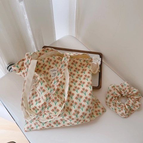Borsa A Spalla Floreale Vintage Borsa Sottobraccio Tela Cotone Stampa Fiori Retro Estetica Borsa A Mano Piccola Borsa